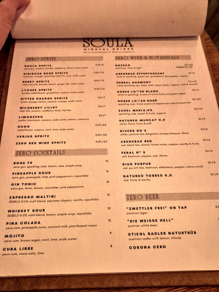 Soula, Viena, meniu